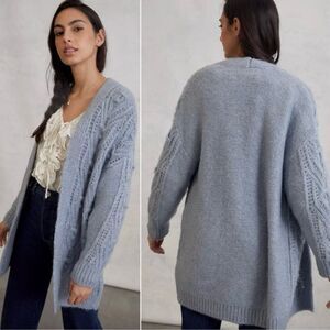Anthropologie Nuria textured Knit Open Cardigan Dusty blue Size XS